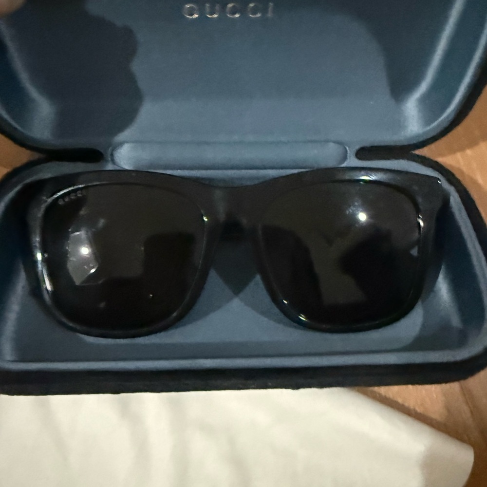 Gucci Black Glossy Oversized Sunglasses with Dark Lenses